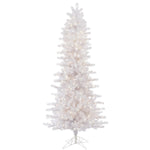 8.5' Crystal White Pine Slim Artificial Christmas Tree Pure White LED Lights