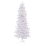 10' x 52" Crystal White Slim Artificial Christmas Tree Multi-Colored LED Lights