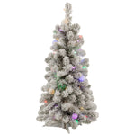 3' Flocked Kodiak Spruce Artificial Christmas Tree Multi-Colored LED Lights