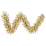 Vickerman A148115Led 9'X 14" White And Gold Artificial Christmas Garland Warm White Dura-Lit Led Lights