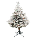 3.5' Flocked Alberta Artificial Christmas Tree Multi-Colored LED Lights