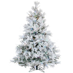 7.5' Flocked Alberta Artificial Christmas Tree Multi-Colored LED Lights