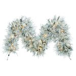 Vickerman A155318Led 9' Flocked Alberta Artificial Christmas Garland Pure White Led Lights