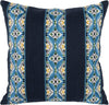 Benzara BM228857 Fabric Throw Pillow with Floral and Woven Leaf Pattern, Blue