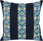 Benzara BM228857 Fabric Throw Pillow with Floral and Woven Leaf Pattern, Blue