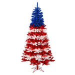 4.5' x 35" Centennial Pine Artificial Xmas Tree Red Clear and Blue Mini Lights