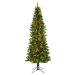6.5' x 32" Creswell Pine Artificial Xmas Pencil Tree Clear Dura-Lit Mini Lights