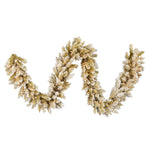 Vickerman A193515Led 9' X 14" Frosted Gold Artificial Christmas Garland Warm White Dura-Lit Led Lights