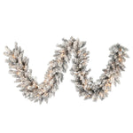 Vickerman A193715 9' X 14" Frosted Silver Artificial Christmas Garland Clear Dura-Lit Incandescent Lights