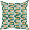 Benzara BM228885 Fabric Throw Pillow with Painted Repeated Curved Design, Green