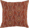 Benzara Square Fabric Throw Pillow with Medallion Pattern, Orange