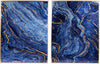 Benzara Rectangular Wooden Wall Panel with Marble Design, Set of 2, Blue