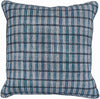 Benzara BM228916 Fabric Throw Pillow with Block Print and Piped Detailing, Blue and Black