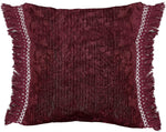 Benzara BM228769 Fabric Wrapped Throw Pillow with Textured Design and Fringes, Red