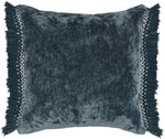 Benzara BM228767 Fabric Throw Pillow with Textured Design and Fringes, Green