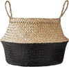 Kalalou CCH1166 Natural Seagrass Basket with Handles (Black)