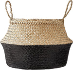 Kalalou CCH1166 Natural Seagrass Basket with Handles (Black)
