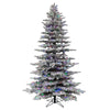 7.5'x57" Flocked Arctic Fir Artificial Xmas Tree Color Changing Low Voltage LED