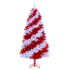 7.5' x 48" Candy Cane Artificial Xmas Pine Tree with Pure White and Red LED.