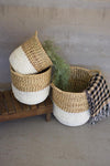 Kalalou A5943 Set of 3 Seagrass Baskets with Handles White