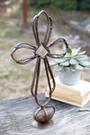 Kalalou A6120 Recycled Metal Sister Clara`S Cross on A Caged Rock Base