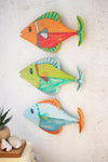 Kalalou A6152 Set of 3 Painted Wooden Fish Wall Hangings