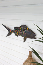 Kalalou A6164 Recycled Metal Bottle Cap Fish Wall Hanging