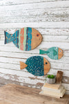 Kalalou A6209 Set of 3 Painted Wooden Fish Wall Hangings