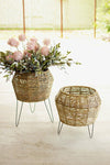 Kalalou A6294 Round Seagrass Planters on Iron Stands