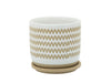 Sagebrook Home 16108-02 6" Zig-Zag Planter with Saucer, White