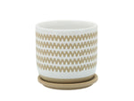 Sagebrook Home 16108-02 6" Zig-Zag Planter with Saucer, White