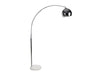 Benzara Metal Floor Lamp with Arched Tubular Stand and Round Marble Base, Chrome