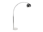 Benzara Metal Floor Lamp with Arched Tubular Stand and Round Marble Base, Chrome