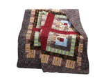 Benzara Thames 60 x 50 Inches Cotton Throw with Log Cabin Print, Multicolor