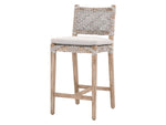 Benzara Intertwined Rope Design Counter Stool with Removable Seat Cushion, Gray