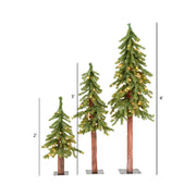 Vickerman A805181LED 2' 3' 4' Natural Alpine Artificial Christmas Tree Set Warm White LED Lights Set of 3