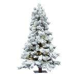 Vickerman 4' Flocked Spruce Artificial Christmas Tree Pure White Single Mold LED