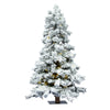 5' Flocked Spruce Artificial Christmas Tree Pure White Single  Mold LED