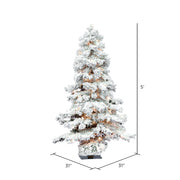 Vickerman A806251 5' Flocked Spruce Artificial Christmas Tree Clear Lights