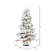Vickerman A806261 6' Flocked Spruce Artificial Christmas Tree with 300 Clear Lights