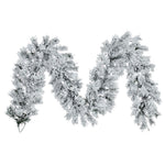 Vickerman A806312LED 9' x 12" Flocked Alaskan Artificial Christmas Garland Pure White Single Mold Mini Lights