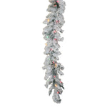 Vickerman A806317 9' Flocked Alaskan Pine Artificial Christmas Garland Multi-Colored Dura-lit Incandescent Mini Lights