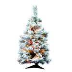 36" Flocked Alaskan Pine Artificial Christmas Tree 100 Colored Dura-Lit lights