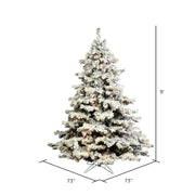 9' Flocked Alaskan Pine Artificial Christmas Tree Multi-Colored Dura-Lit lights
