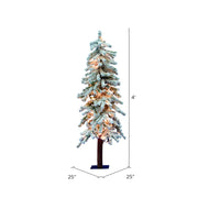 Vickerman A807441 4' Flocked Alpine Artificial Christmas Tree Clear Dura-Lit lights