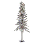 Vickerman A807472LED 7' Flocked Alpine Artificial Christmas Tree Multi-Colored LED Dura-Lit lights