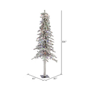 Vickerman A807472LED 7' Flocked Alpine Artificial Christmas Tree Multi-Colored LED Dura-Lit lights
