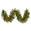 Vickerman A861124 9' Camdon Fir Artificial Christmas Garland Clear Dura-lit Incandescent Mini Lights