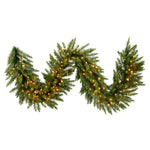 Vickerman A861124 9' Camdon Fir Artificial Christmas Garland Clear Dura-lit Incandescent Mini Lights