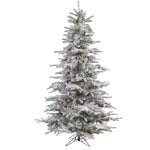 6.5' Flocked Sierra Fir Artificial Christmas Tree Colored LED Dura-Lit lights